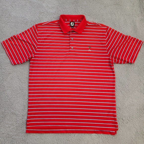FootJoy Polo Shirt Mens XL Red Striped Striped Embroidered Collared Athletic - Picture 1 of 11